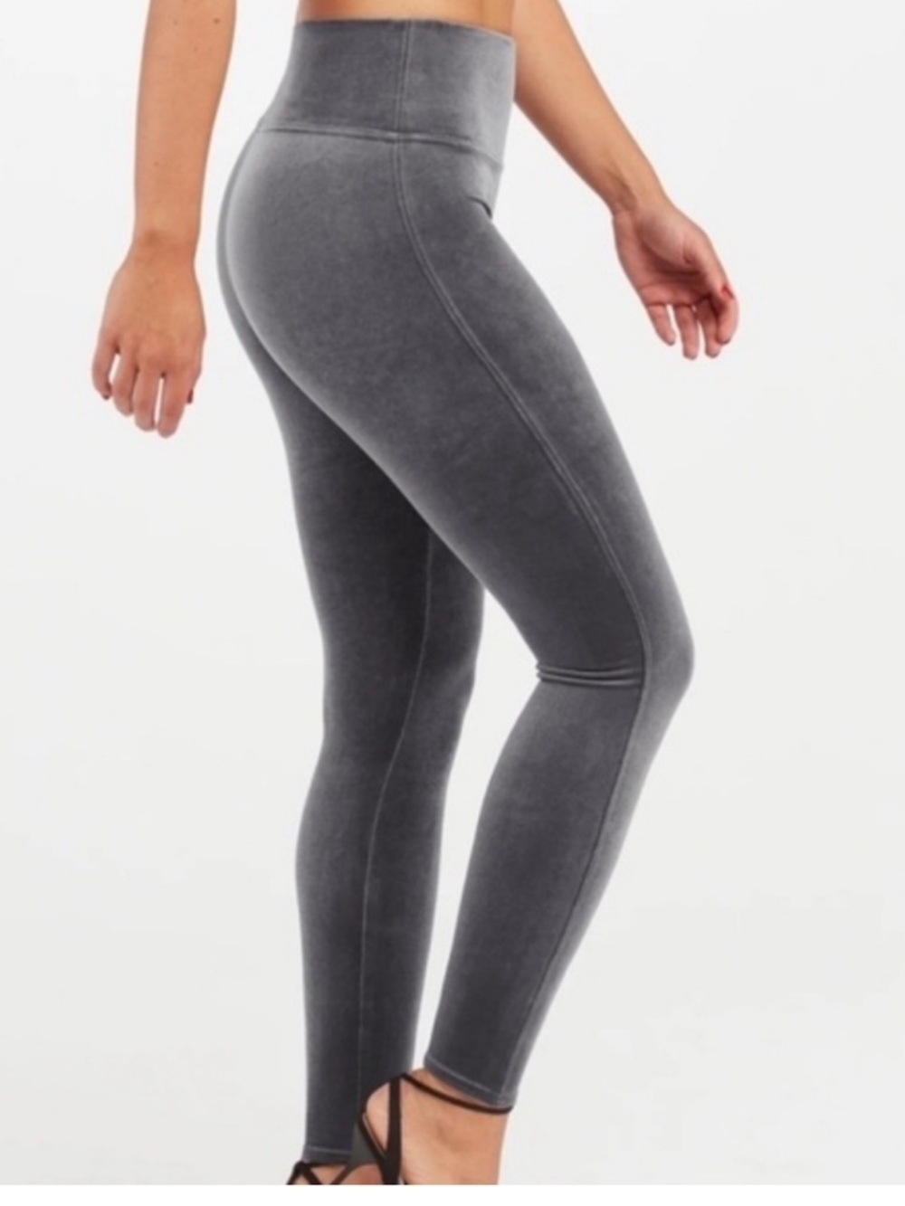 Spanx silver chrome velvet leggings pants large shaping